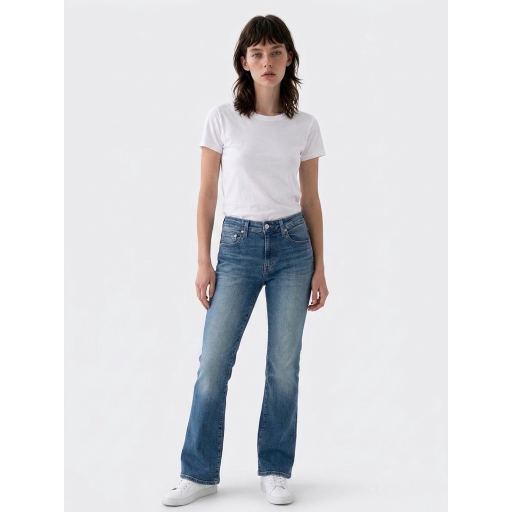 Edwin Lark High Rise Bootcut Jeans Flashback Blue Stretch Denim Size 27